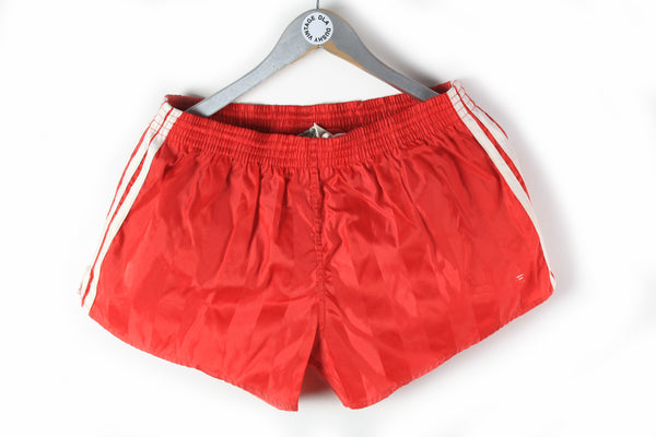 Vintage Adidas Shorts Medium / Large red striped pattern 80s sport shorts made in West Germany