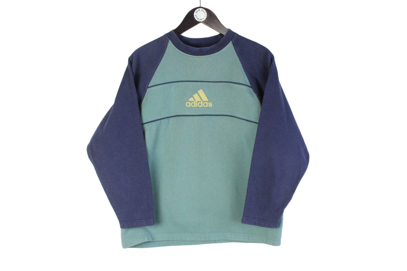 Vintage Adidas Sweatshirt Women’s Small big logo crewneck 90s retro jumper sport style