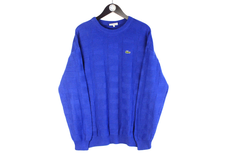 Vintage Lacoste Sweater XLarge blue 90s retro pullover sport jumper casual small logo made in France
