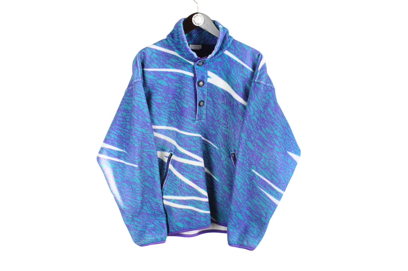 Vintage Sergio Tacchini Fleece Medium / Large 90s multicolor abstract crazy pattern blue retro style jumper 90's sweater