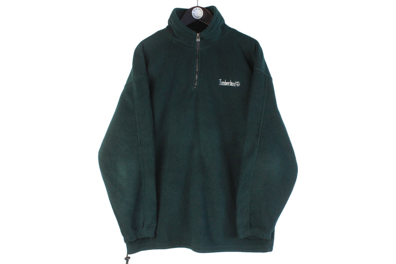 Vintage Timberland Fleece 1/4 Zip XLarge green 90s sport sweater retro jumper