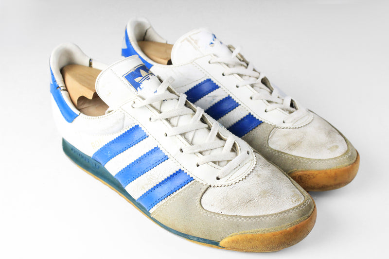 Vintage Adidas Rom Sneakers US 7 white blue trainers 90s retro sport shoes 