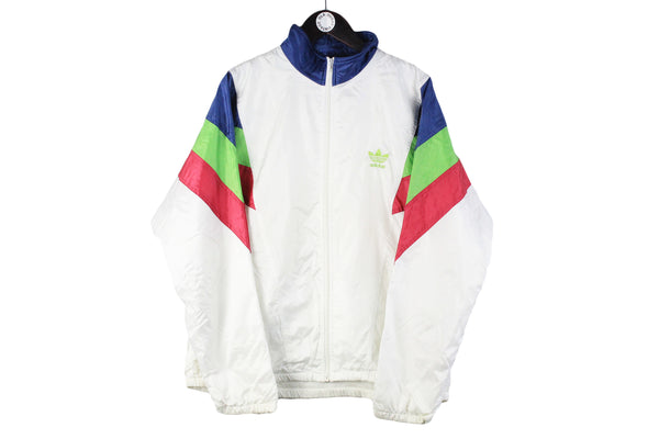 Vintage Adidas Tracksuit XLarge size men's full zip windbreaker white track jacket and pants basic sport wear authentic athletic clothing long sleeve 90's 80's street style running