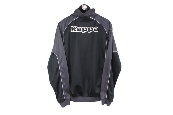 Vintage Kappa Track Jacket 1/4 Zip Large / XLarge big logo 90s sport style black gray retro sweatshirt