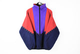Vintage Jacket Wolfskin Fleece Half Zip Large multicolor blue red 90s sport streetwear style winter ski 