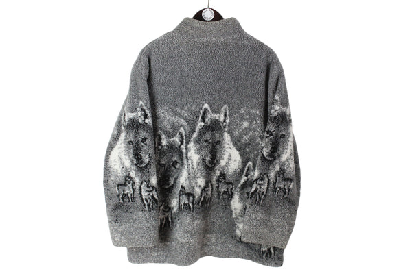 Vintage Wolf Fleece Full Zip Women's Large