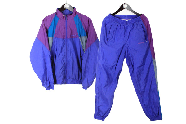 Vintage Adidas Tracksuit Medium blue purple 90s athletic sport style retro full zip jacket and pants