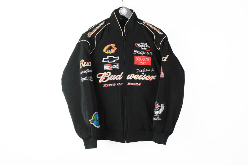 Vintage Budweiser Chevrolet Racing Jacket Small  black big logo 90s sport race bomber 