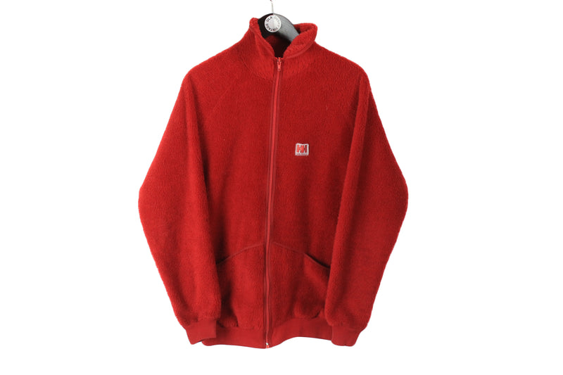 Vintage Helly Hansen Fleece Full Zip Medium / Large red 90s outdoor ski style sweater small logo jumper