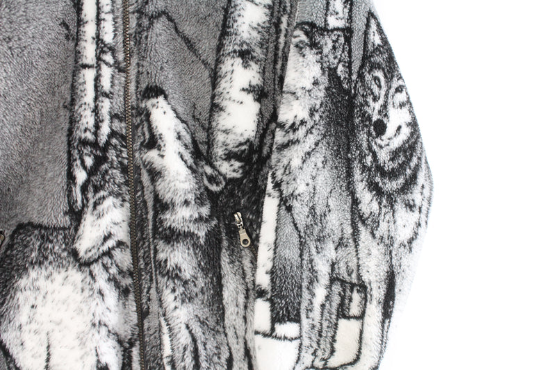 Vintage Wolf Fleece Full Zip Large