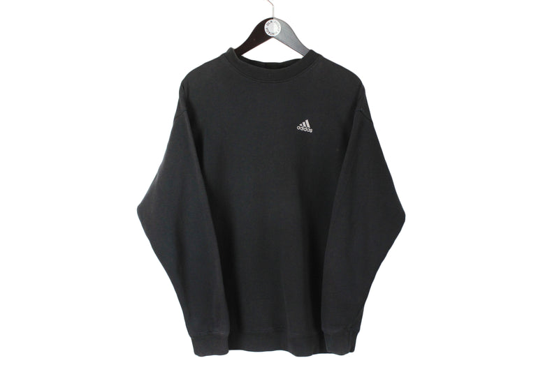 Vintage Adidas Sweatshirt Large black small logo 90s crewneck 