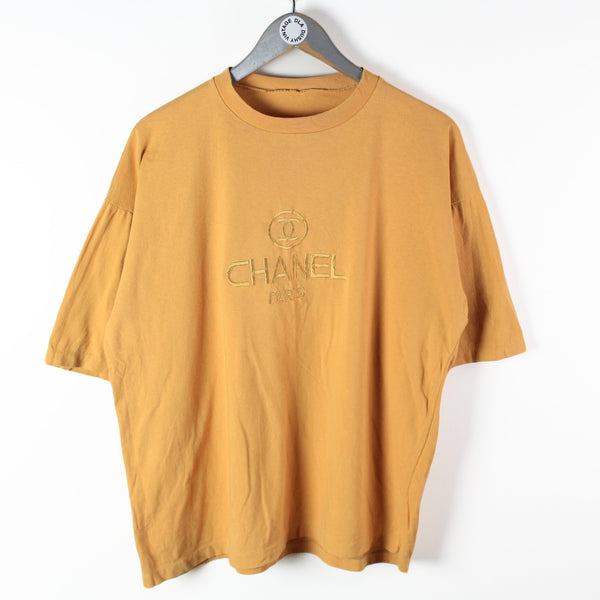Vintage Chanel Embroidery Logo Bootleg T-Shirt Medium – dla dushy