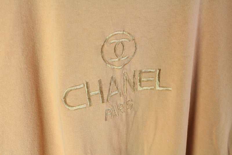 Vintage Chanel Embroidery Logo Bootleg T-Shirt Medium
