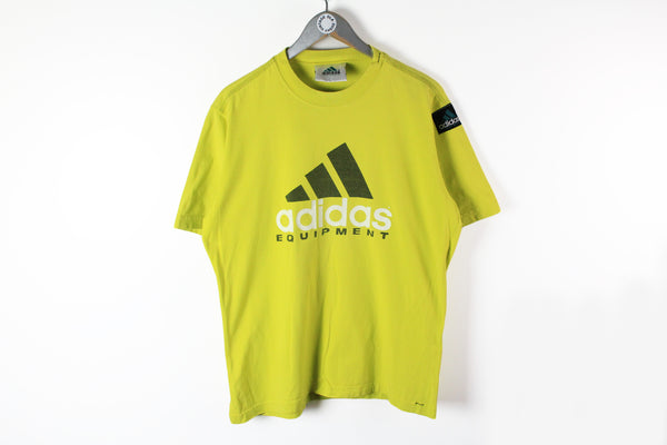 Vintage Adidas Equipment T-Shirt Medium / Large yellow big logo 90s sport tee