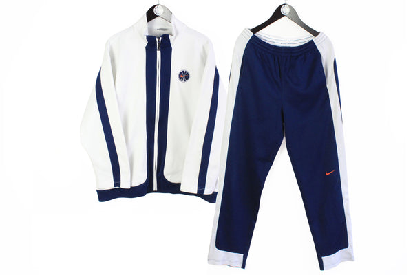 Vintage Nike Tracksuit Large basketball 90s retro style hip hop white blue sport suit