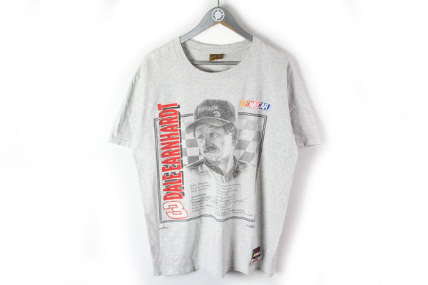 Vintage NASCAR 3 Dale Earnhardt Nutmeg T-Shirt Medium gray big logo made in USA 90s motor sport tee