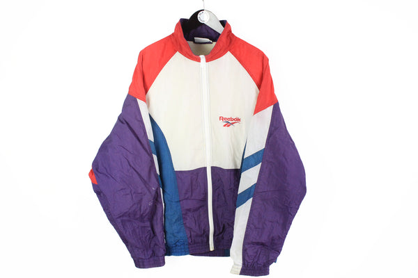Vintage Reebok Track Jacket XXLarge big logo multicolor 90s sport style windbreaker