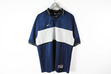 Vintage Nike T-Shirt XLarge blue white jersey sport football tee 90s team 
