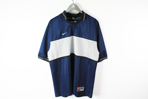 Vintage Nike T-Shirt XLarge blue white jersey sport football tee 90s team 