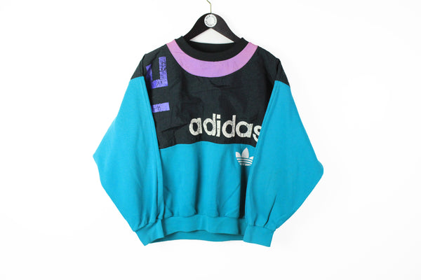 Vintage Adidas Sweatshirt Small / Medium blue big logo 90s sport style jumper 