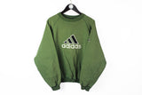 Vintage Adidas Sweatshirt Medium big logo 90s green cotton oversize sport jumper