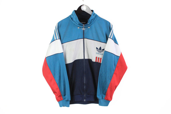 Vintage Adidas Track Jacket Large big logo 90s multicolor retro style full zip sport windbreaker