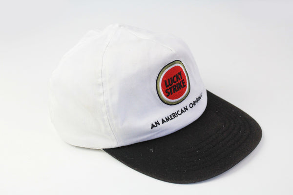 Vintage Lucky Strike Cap white big logo 90s retro style hat
