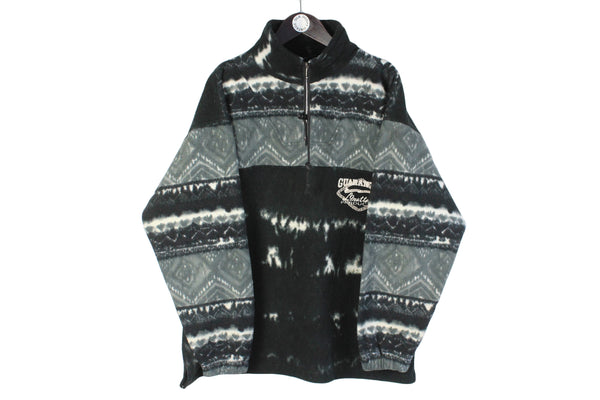 Vintage Fleece 1/4 Zip XLarge black gray snowboard 90s ski style outdoor sweater