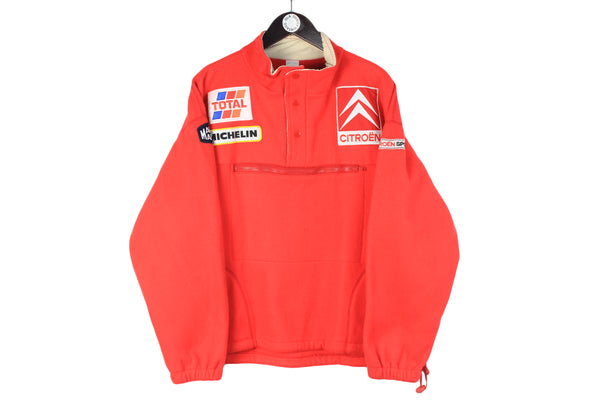 Vintage Citroën Fleece 1/4 Zip XLarge red big logo racing sport team France Michelin TOTAL energy sweater