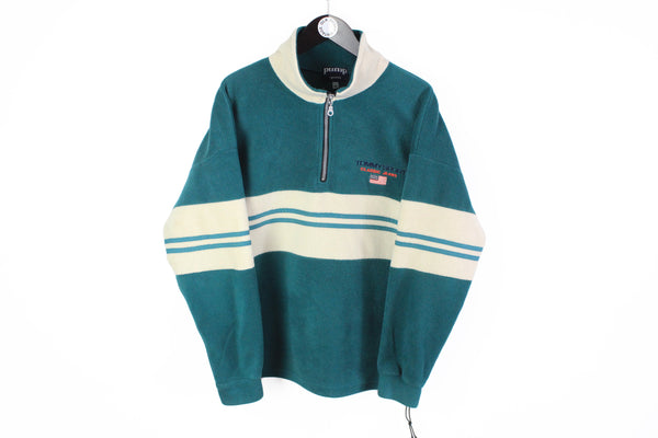 Vintage Fleece 1/4 Zip Medium green tommy sport bootleg 90s sweater