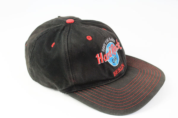 Vintage Hard Rock Cafe Berlin Cap black big logo 90s retro style Germany hat