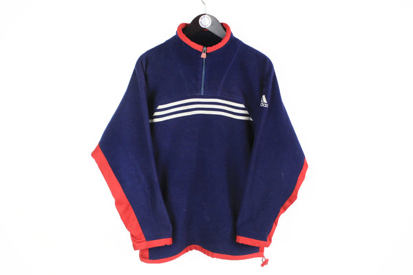 Vintage Adidas Fleece 1/4 Zip Small navy blue 90s sport style sweater