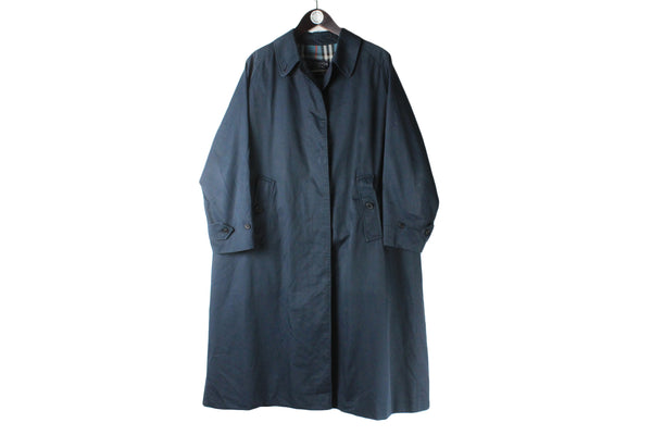 Vintage Burberry's Coat Women's Large navy blue oversize 90s retro style classic trench jacket