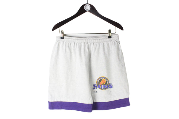 Vintage Suns Phoenix NBA Shorts Large gray purple small logo 90s retro basketball NBA cotton made in USA