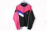 Vintage Puma Track Jacket Medium / Large pink black sport 90s athletic multicolor bright windbreaker