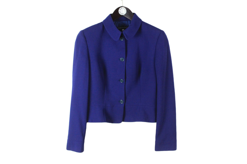 vintage GIORGIO ARMANI authentic Blazer Jacket long sleeve retro style blue Size 44 Milano Borgonuovo 21 90s 80s luxury outfit button up vtg