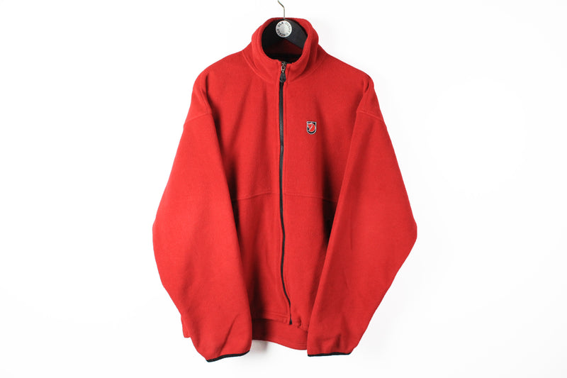 Vintage Fjallraven Fleece Full Zip Large red 90s sport sweater retro style outdoor sweater