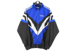 Vintage Adidas Track Jacket XLarge blue black classic 90s retro full zip windbreaker