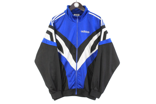 Vintage Adidas Track Jacket XLarge blue black classic 90s retro full zip windbreaker