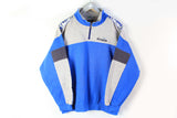 Vintage Diadora Sweatshirt 1/4 Zip Small gray blue 90s sport Italian brand