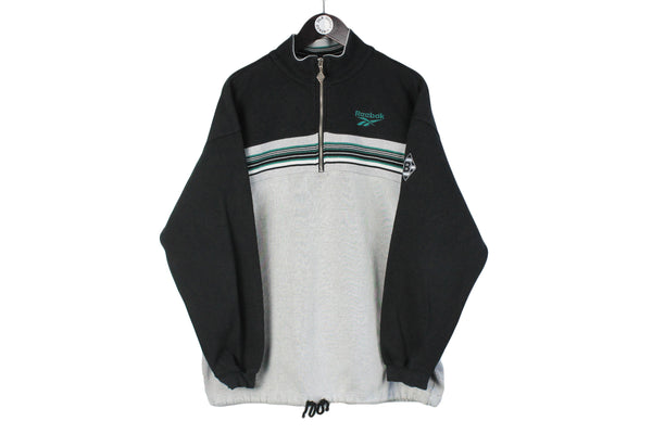 Vintage Reebok Sweatshirt 1/4 Zip XLarge gray small logo Borussia Monchengladbach 90's jumper