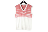 Vintage Lacoste Vest Small white red 90s retro cotton sleeveless jumper 