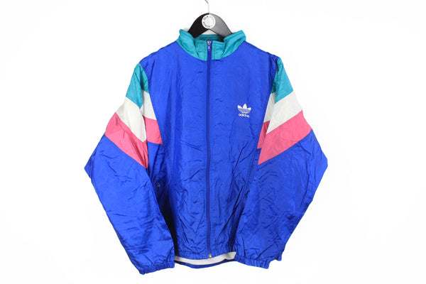 Vintage Adidas Track Jacket Medium blue 90s sport style windbreaker retro wear