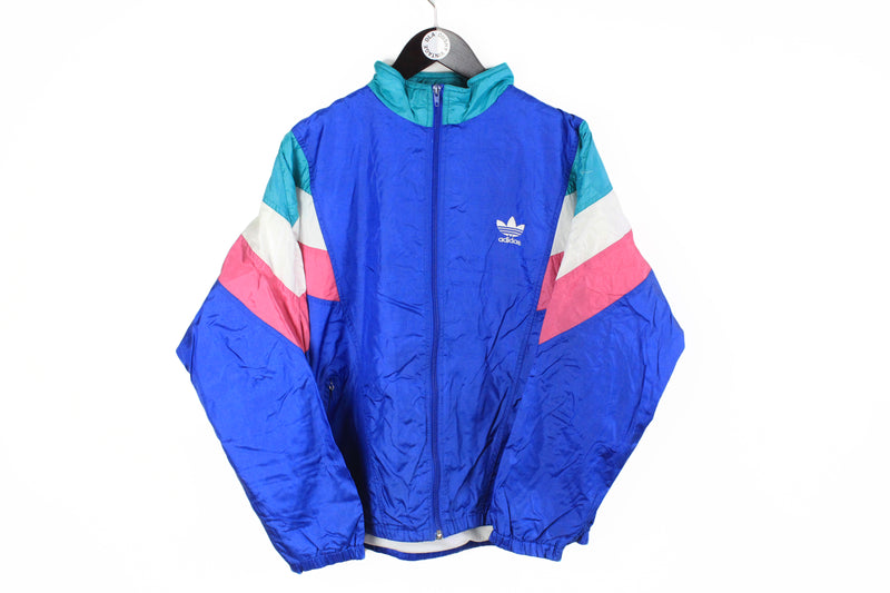 Vintage Adidas Track Jacket Medium blue 90s sport style windbreaker retro wear