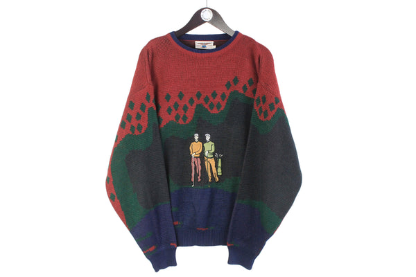 Vintage Golf Sweater XLarge multicolor 90s retro pullover