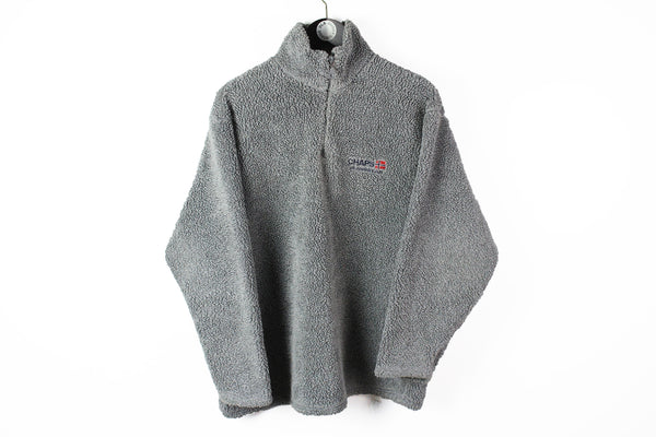 Vintage Chaps Fleece 1/4 Zip Small gray sherpa winter ski sweater