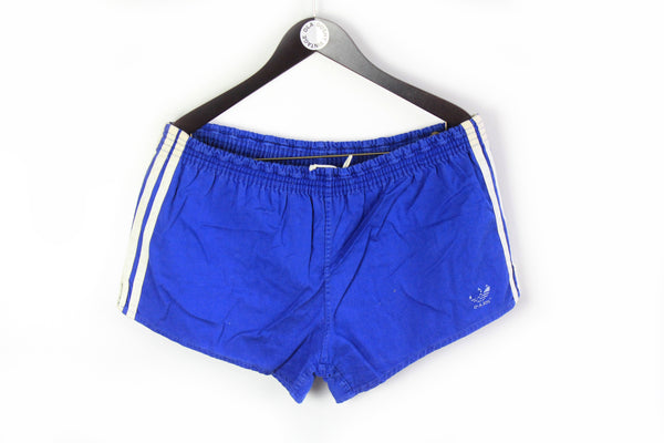 Vintage Adidas Shorts XLarge cotton made in Yugoslavia retro blue color classic shorts