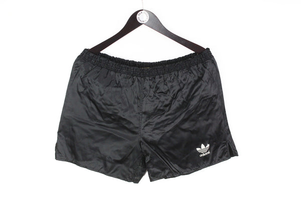Vintage Adidas Shorts XLarge black 90s sport style polyester retro classic