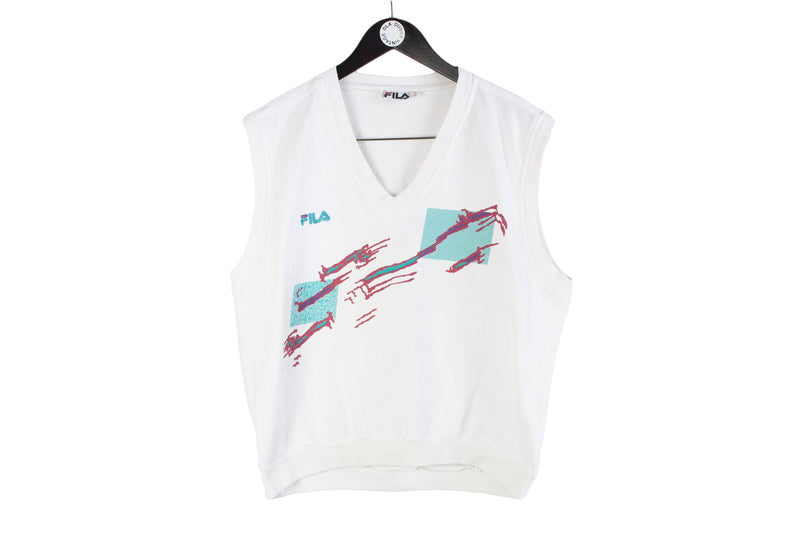 Vintage Fila Vest Large tennis retro court 90s sport sleeveless jumper 