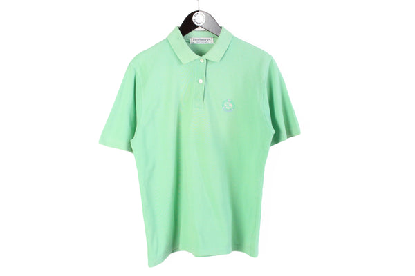 Vintage Burberrys Polo T-Shirt Medium / Large green small logo 90s authentic classic luxury wear 